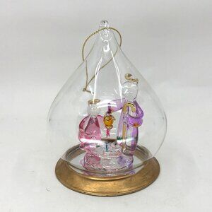 Vintage Spun Glass Nativity Christmas Ornament Figure Table Top Decor 3.5"
